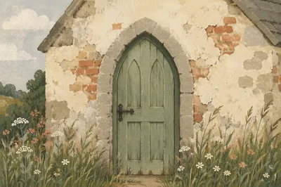 Old Arched Sage Church Door