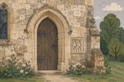Old Arched Stone Church Doorway
