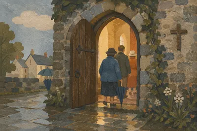 Old Arched Stone Church Doorway