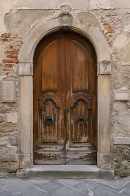 Old Arched Wooden Church Door