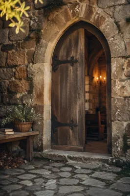 Old Arched Stone Church Doorway