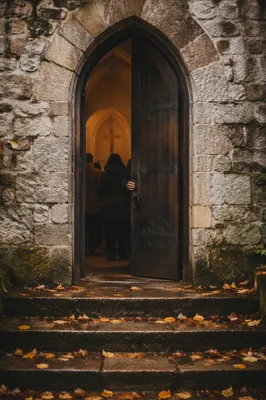 Old Arched Stone Church Doorway
