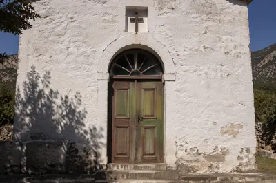 Old Stone Chapel Arched Green Door