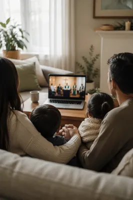 Family Joining Online Worship at Home
