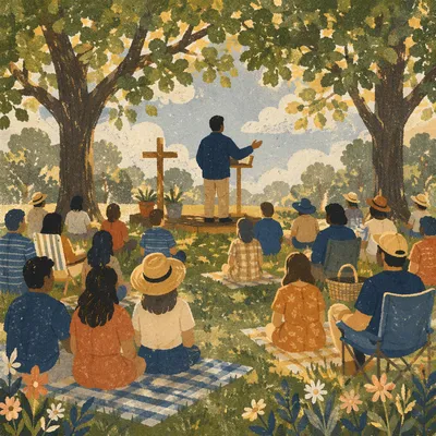 Open Air Sermon in Peaceful Park