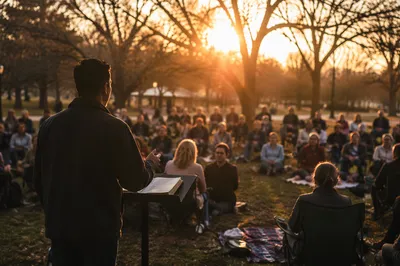 Open Air Preaching in Park Gathering