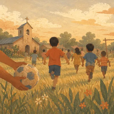 Hopeful Children Playing in Mission Field