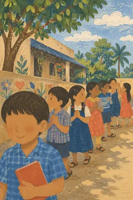 Hopeful Children at Mission Center Walkway