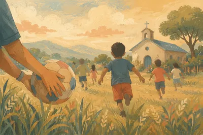 Hopeful Children Playing in Mission Field