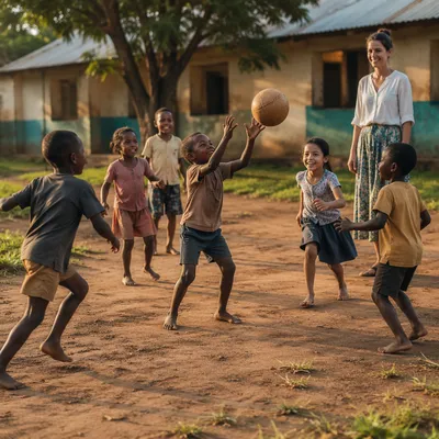 Joyful Orphanage Children in Mission Courtyard