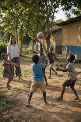 Children Playing in Sunny Courtyard