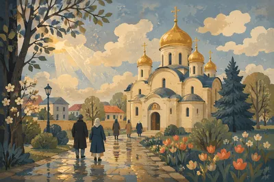 Golden Domes of Orthodox Church Exterior