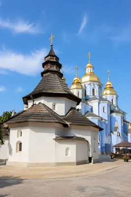 Orthodox Church Courtyard with Golden Domes
