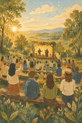 Golden Hour Hillside Amphitheater Worship Gathering