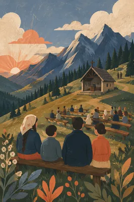 Hillside Outdoor Church Amphitheater at Sunrise