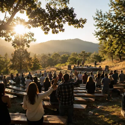 Golden Hour Hillside Church Worship Gathering