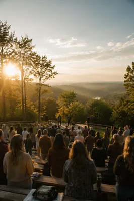 Golden Hour Hillside Amphitheater Worship Gathering
