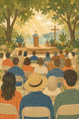 Peaceful Outdoor Church Service in Park