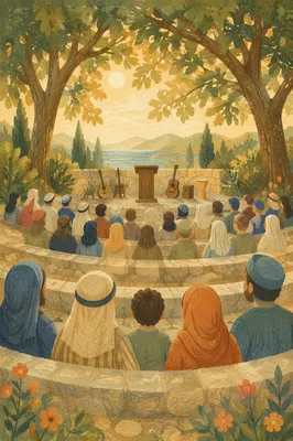 Outdoor Church Service in Park Amphitheater