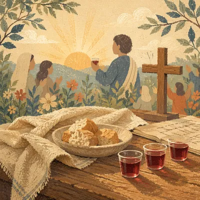 Outdoor Communion Table in Garden Sunrise