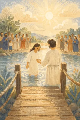 Sunny River Baptism Celebration on Wooden Dock