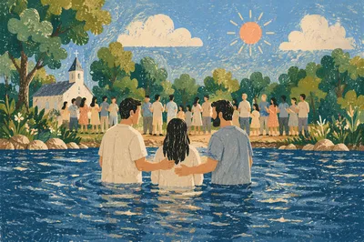 Sunny Outdoor River Baptism Celebration