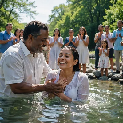 Joyful River Baptism on a Sunny Day