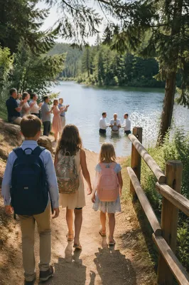 Outdoor River Baptism on Sunny Day