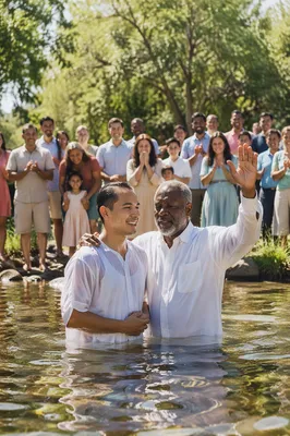 River Baptism Celebration on Sunny Day