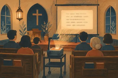 Overhead Projector Worship Lyrics in Church