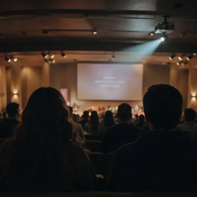 Overhead Projector Worship Screen in Sanctuary