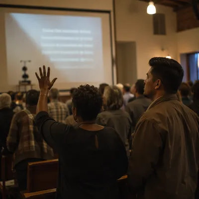 Evening Worship Lyrics Projected in Sanctuary