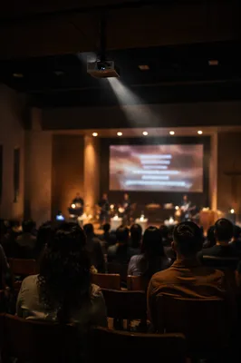 Overhead Projector Worship Screen in Church