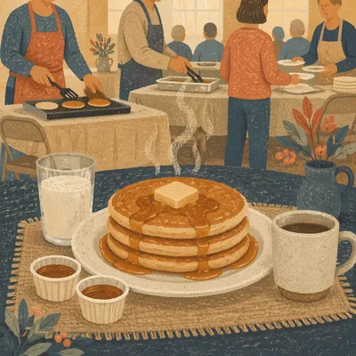 Church Pancake Breakfast Fundraiser Table Setting