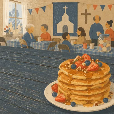 Church Pancake Breakfast Fundraiser Table Scene