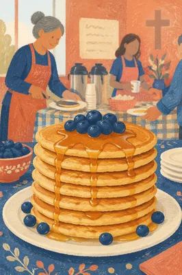 Church Hall Pancake Breakfast Fundraiser Table