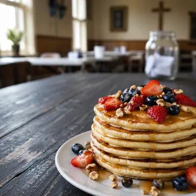 Church Pancake Breakfast Fundraiser Table Scene