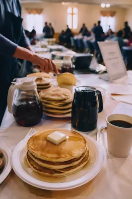 Church Hall Pancake Breakfast Fundraiser Scene
