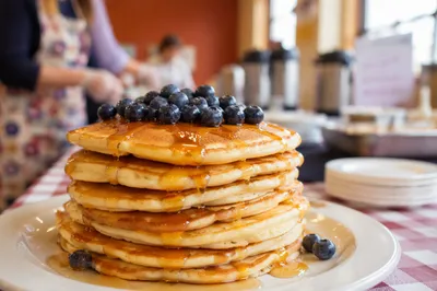 Church Hall Pancake Breakfast Fundraiser Scene