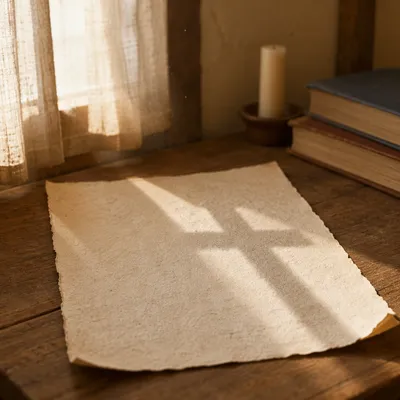 Parchment Paper with Cross Shadow