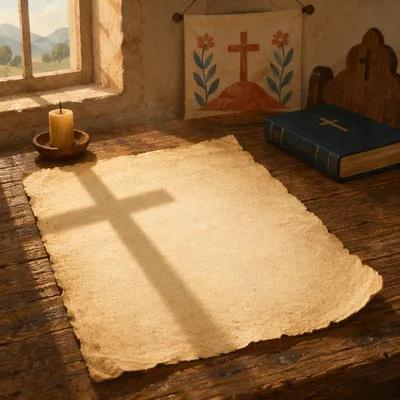 Aged Parchment with Chapel Cross Shadow