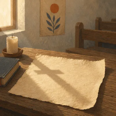 Parchment Paper with Soft Cross Shadow