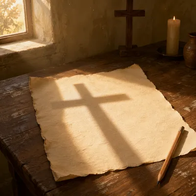 Parchment Paper With Cross Shadow