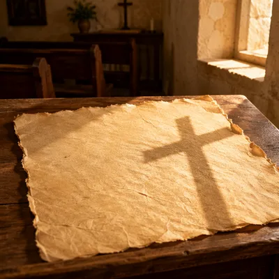 Aged Parchment With Chapel Cross Shadow