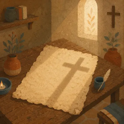 Weathered Parchment with Chapel Cross Shadow