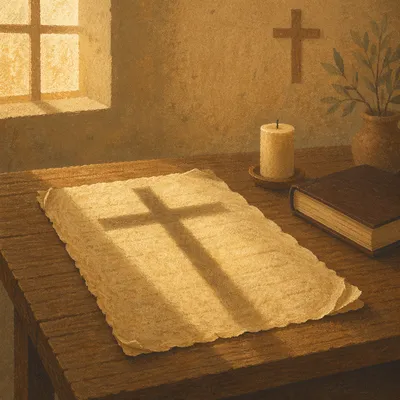 Aged Parchment with Chapel Cross Shadow