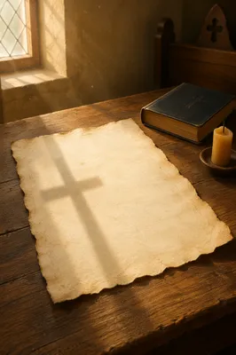 Aged Parchment with Chapel Cross Shadow