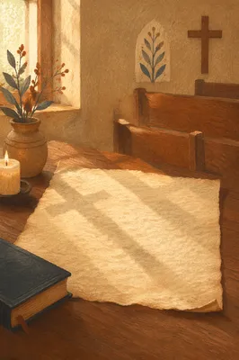 Parchment Paper with Soft Cross Shadow
