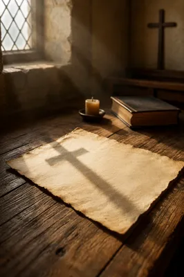 Aged Parchment With Cross Shadow