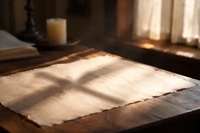 Parchment With Cross Shadow in Chapel